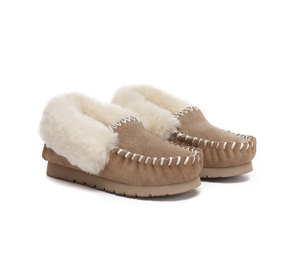 Kids Sheepskin Wool Ankle Slippers Popo Moccasin