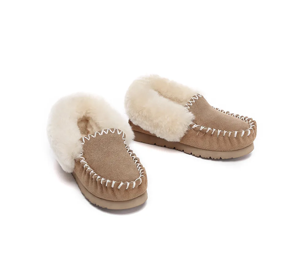Kids Sheepskin Wool Ankle Slippers Popo Moccasin