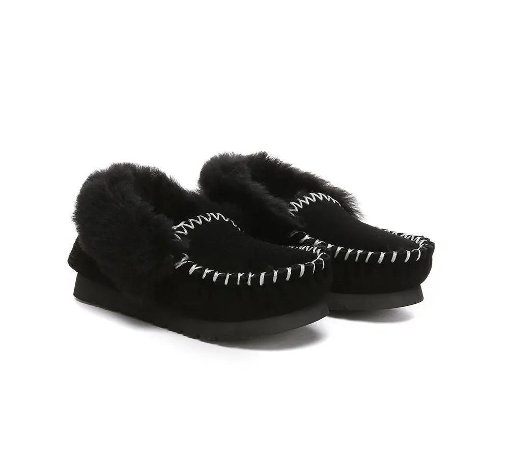Kids Sheepskin Wool Ankle Slippers Popo Moccasin