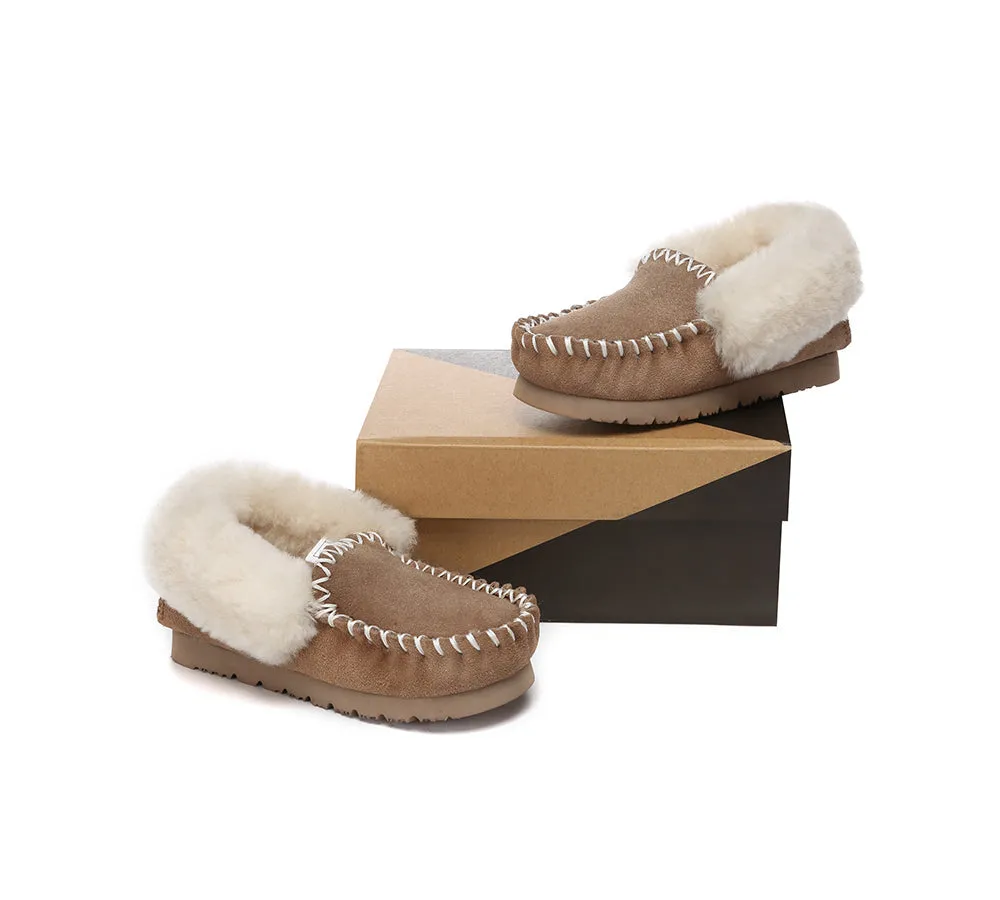 Kids Sheepskin Wool Ankle Slippers Popo Moccasin