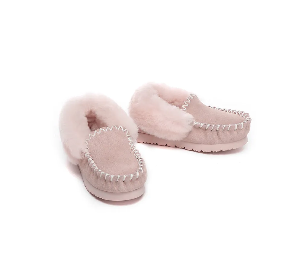 Kids Sheepskin Wool Ankle Slippers Popo Moccasin
