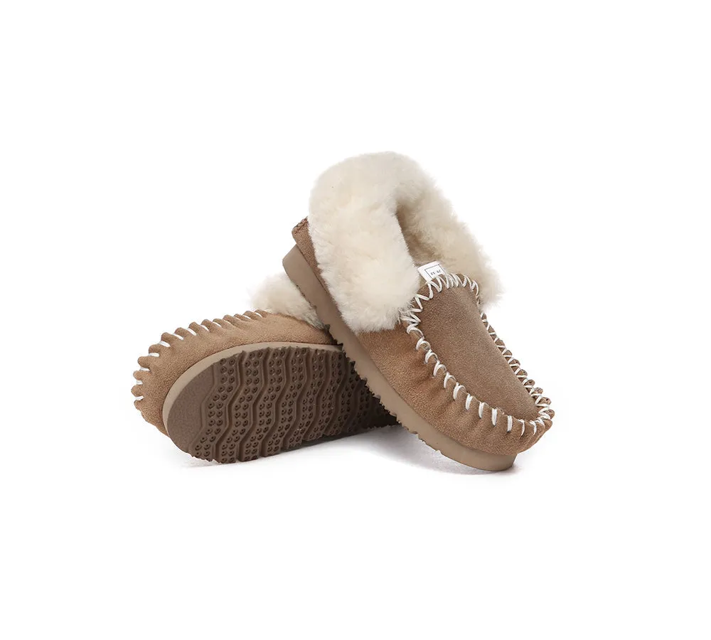 Kids Sheepskin Wool Ankle Slippers Popo Moccasin