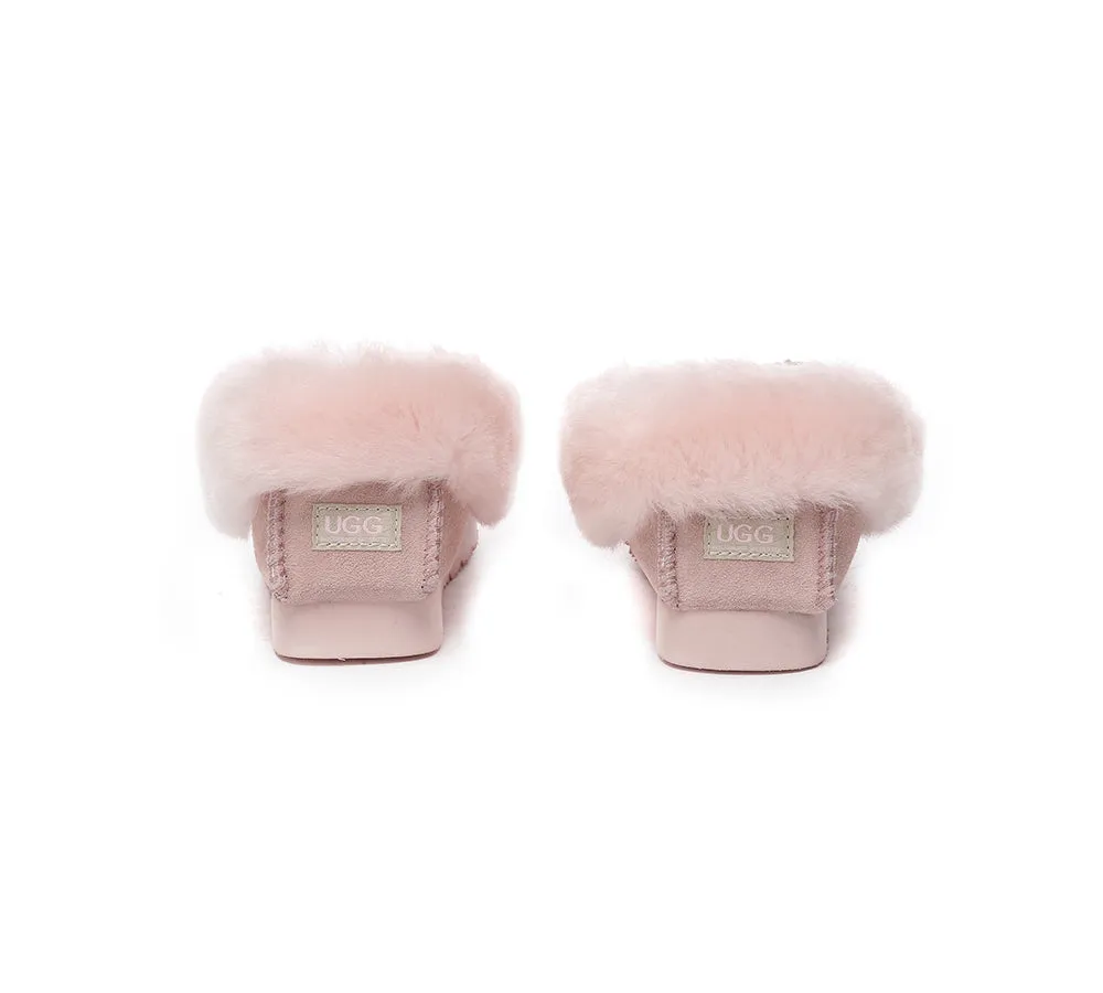 Kids Sheepskin Wool Ankle Slippers Popo Moccasin