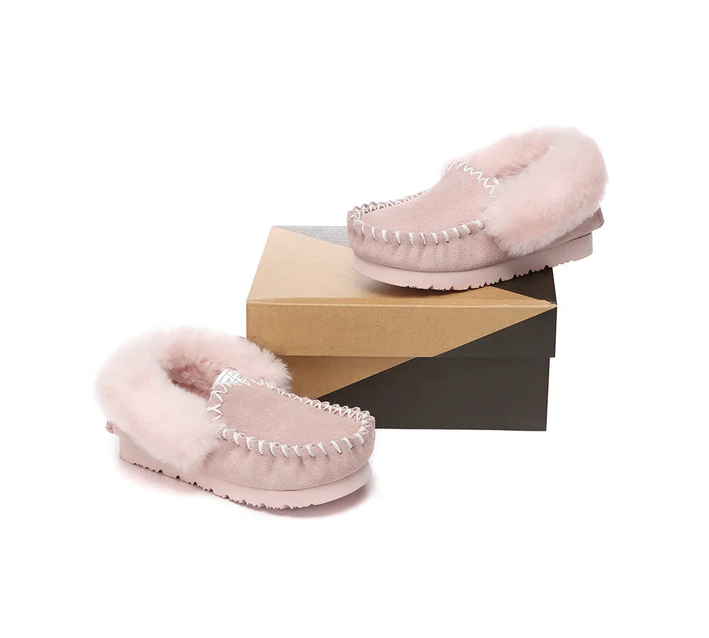 Kids Sheepskin Wool Ankle Slippers Popo Moccasin