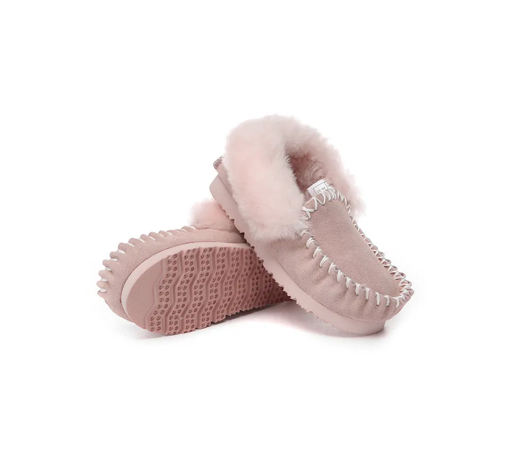 Kids Sheepskin Wool Ankle Slippers Popo Moccasin
