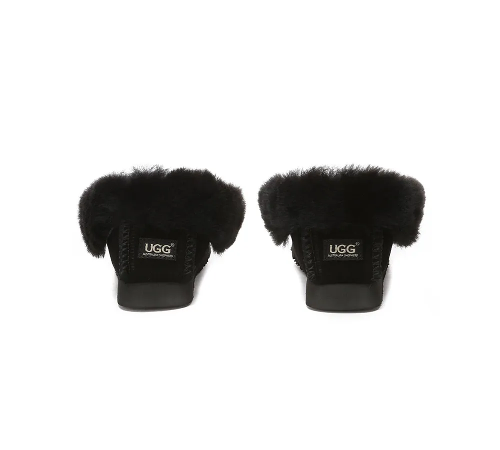Kids Sheepskin Wool Ankle Slippers Popo Moccasin