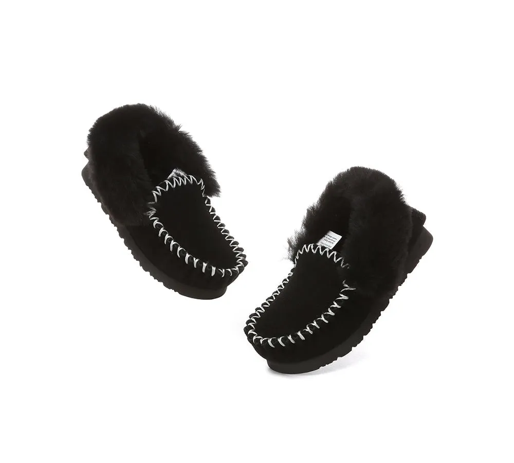 Kids Sheepskin Wool Ankle Slippers Popo Moccasin