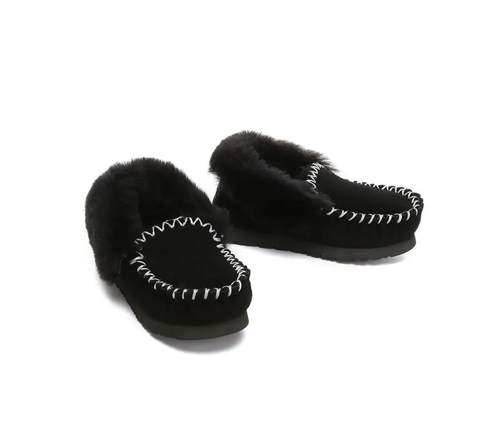 Kids Sheepskin Wool Ankle Slippers Popo Moccasin