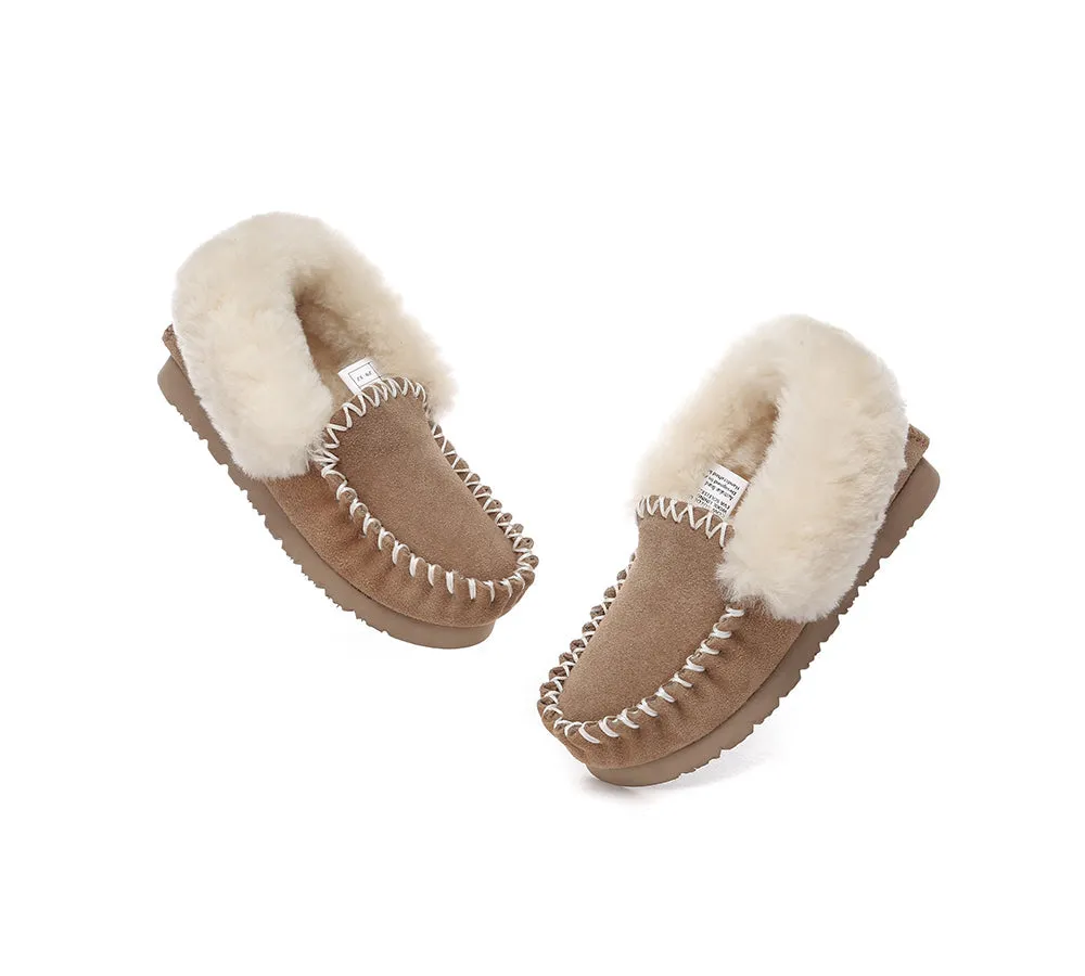 Kids Sheepskin Wool Ankle Slippers Popo Moccasin