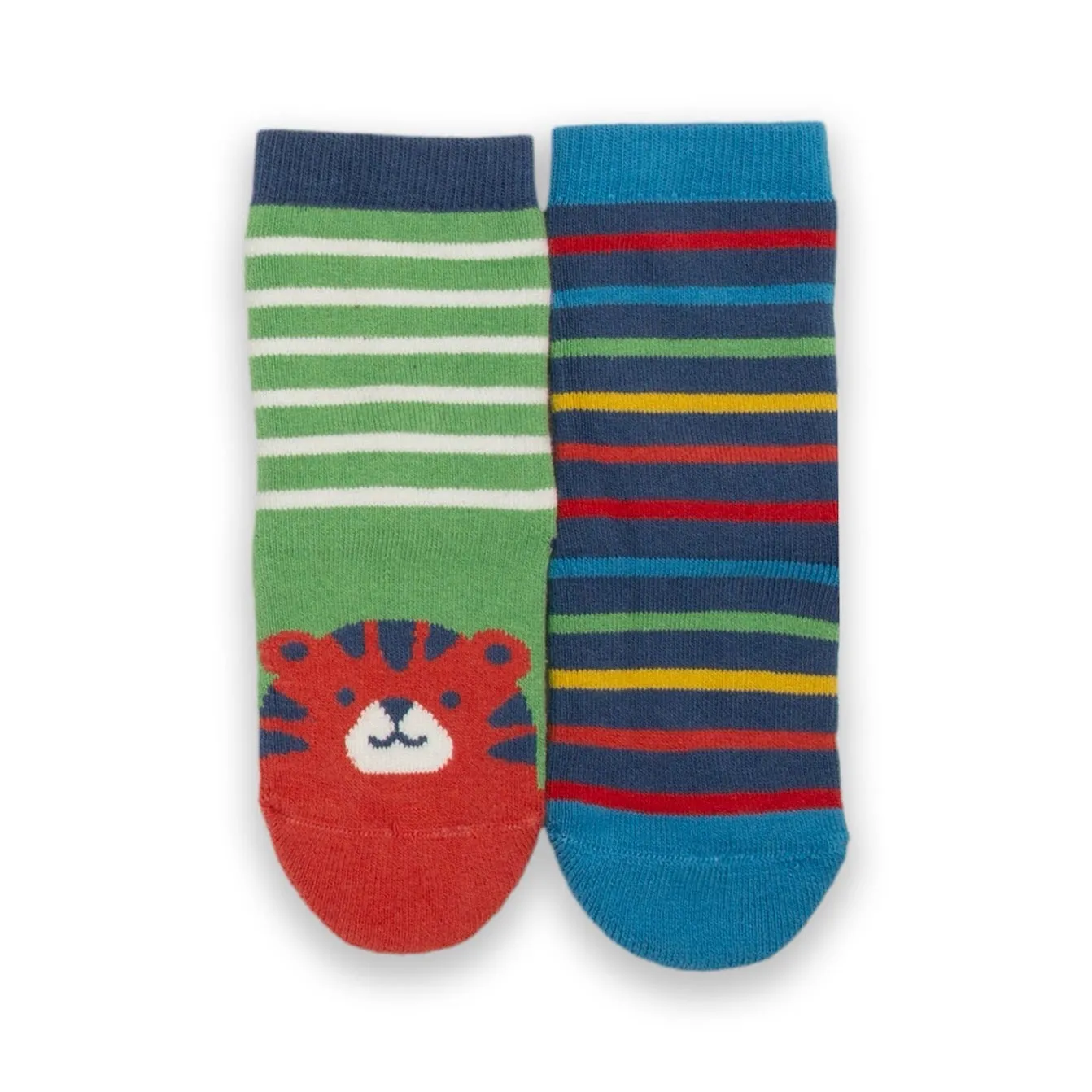 Kite 2 Pack Grippy Socks 4674-Ybh Green Tiger Face