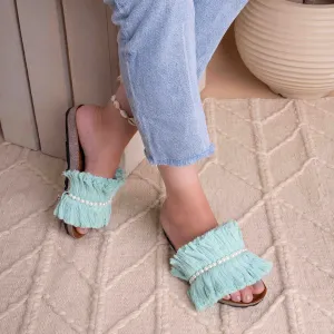 KnotComfort Macrame Slippers - Light Green