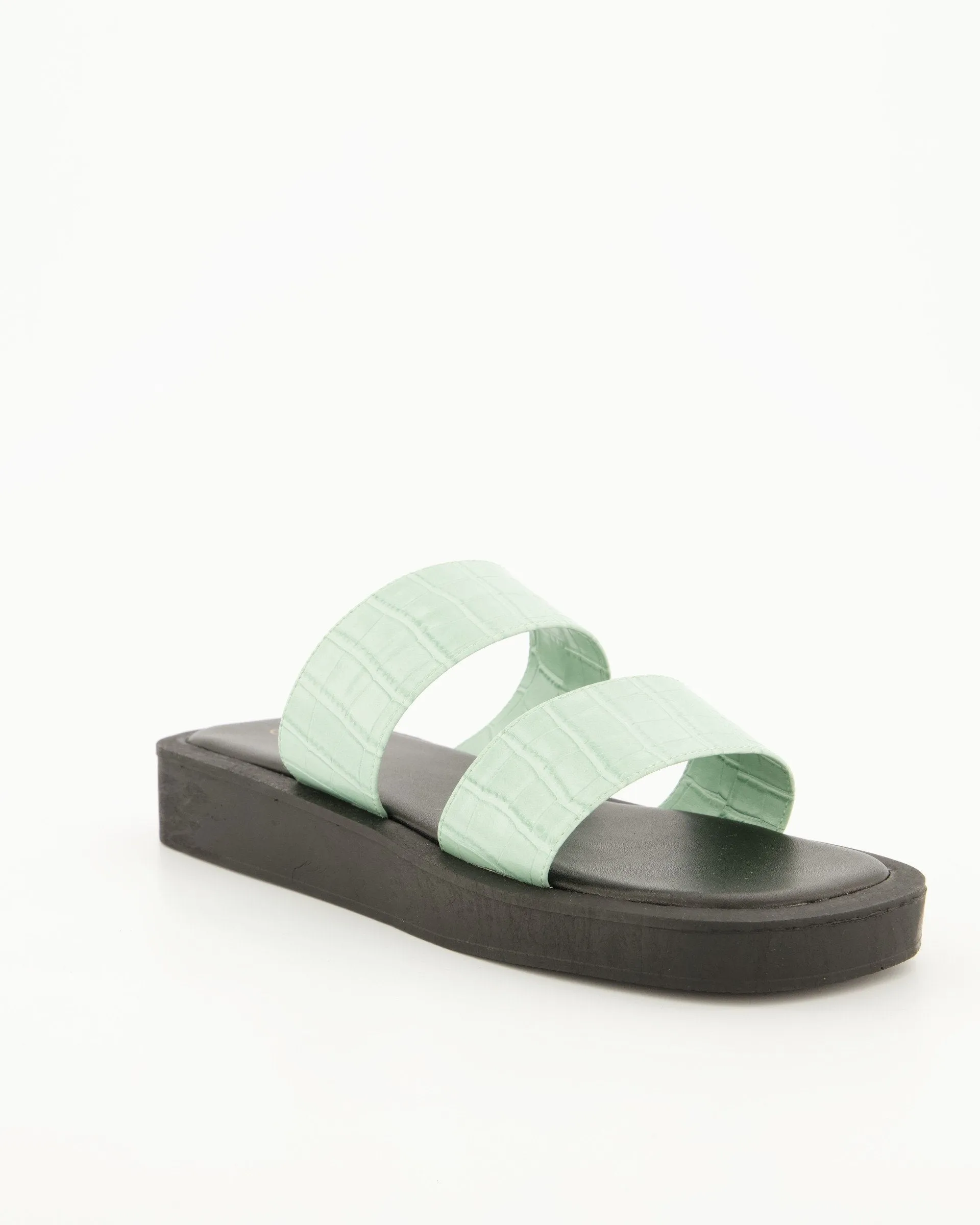 Ladies Double Strap Push-In Mule - Mint