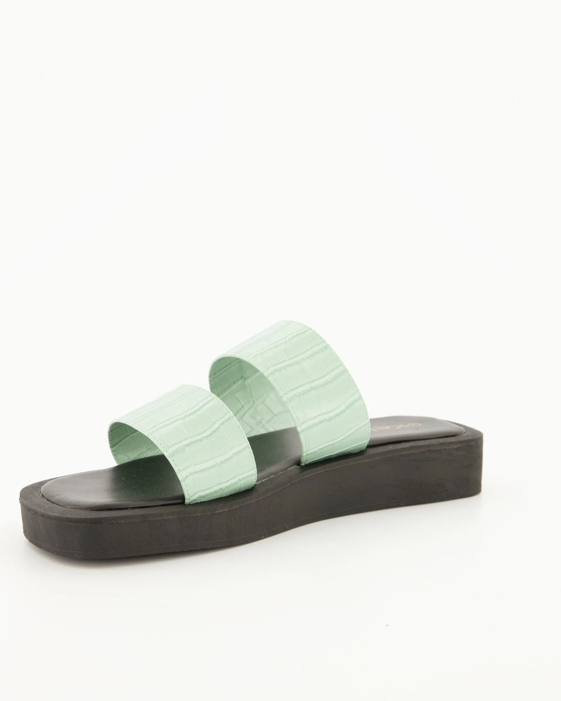 Ladies Double Strap Push-In Mule - Mint
