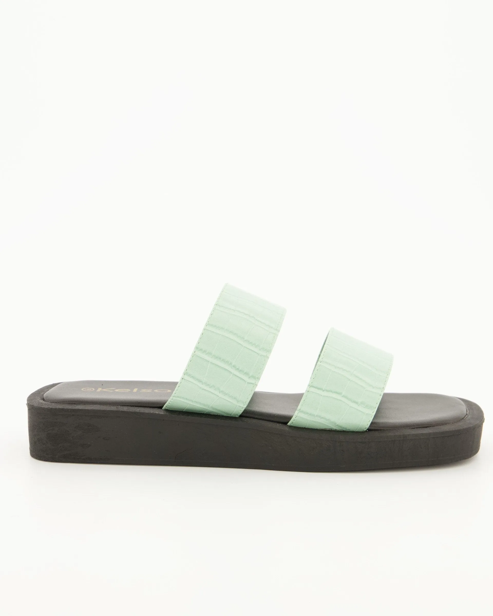 Ladies Double Strap Push-In Mule - Mint