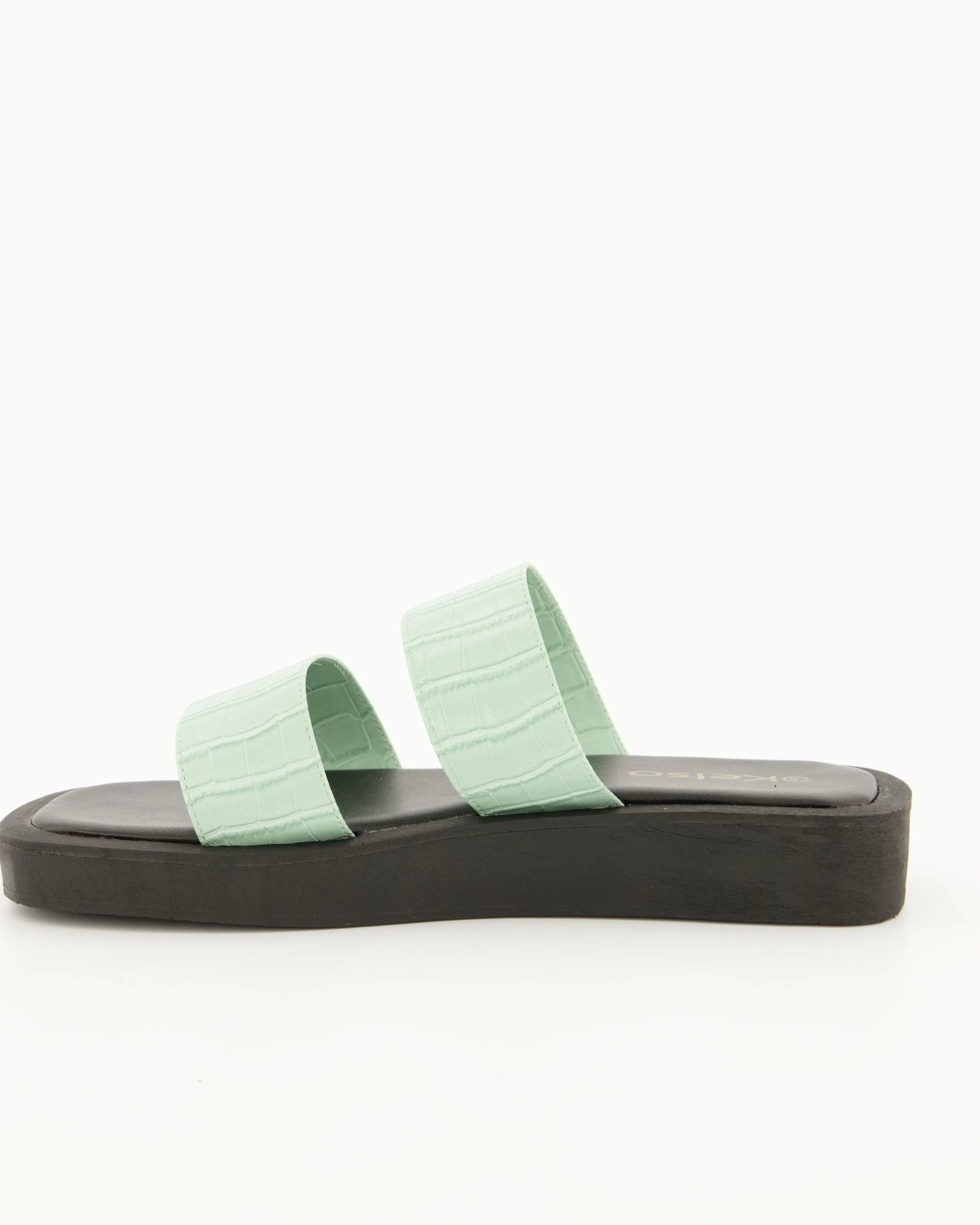 Ladies Double Strap Push-In Mule - Mint