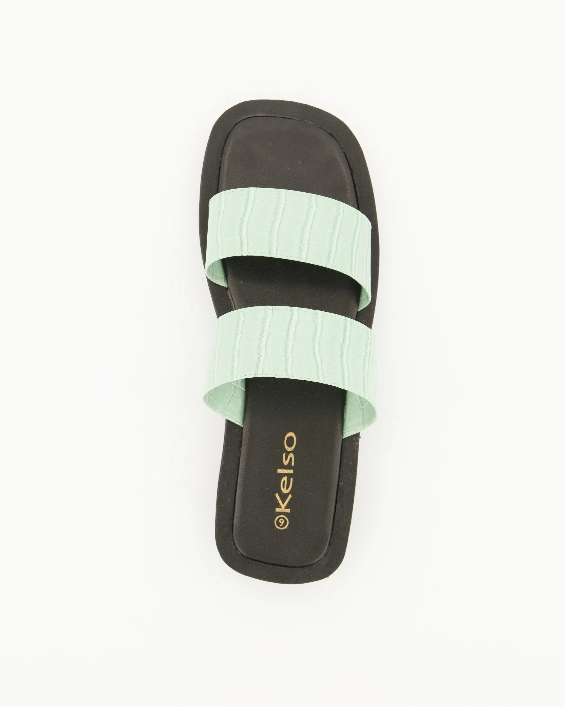 Ladies Double Strap Push-In Mule - Mint