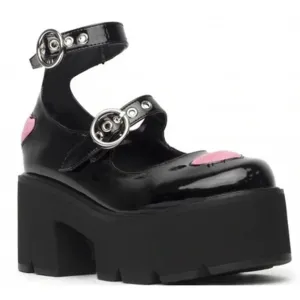 Lamoda Ironic Platform Mary Janes Black Patent Leacher NEW Size 6.5