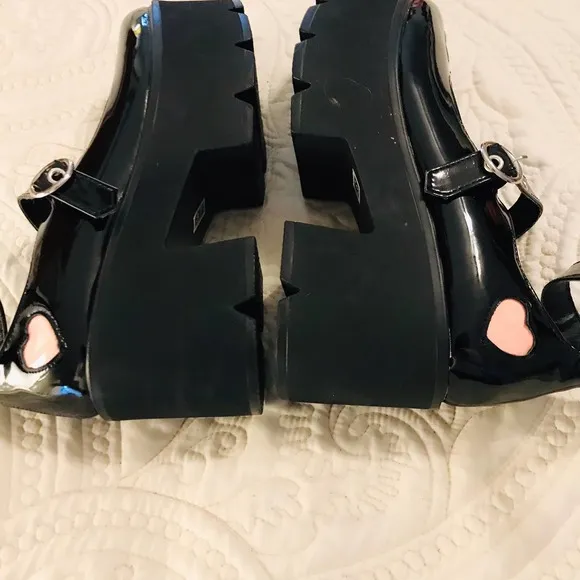 Lamoda Ironic Platform Mary Janes Black Patent Leacher NEW Size 6.5