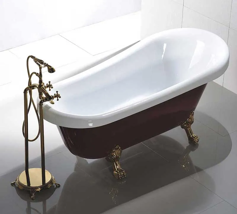 Legion Furniture 67" White & Red Acrylic Tub - No Faucet White, Red