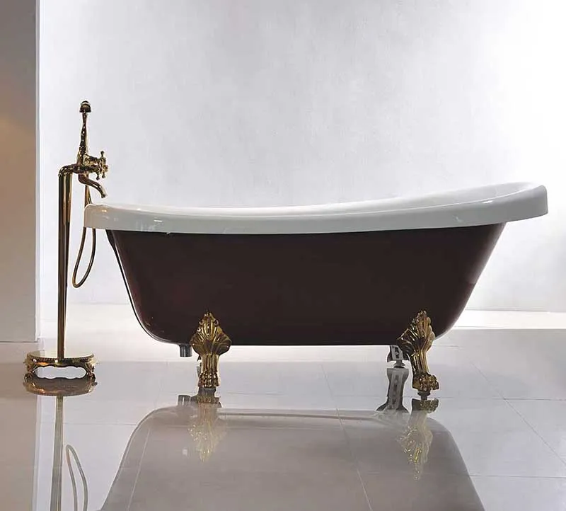 Legion Furniture 67" White & Red Acrylic Tub - No Faucet White, Red