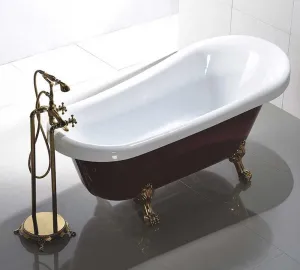Legion Furniture 67" White & Red Acrylic Tub - No Faucet White, Red