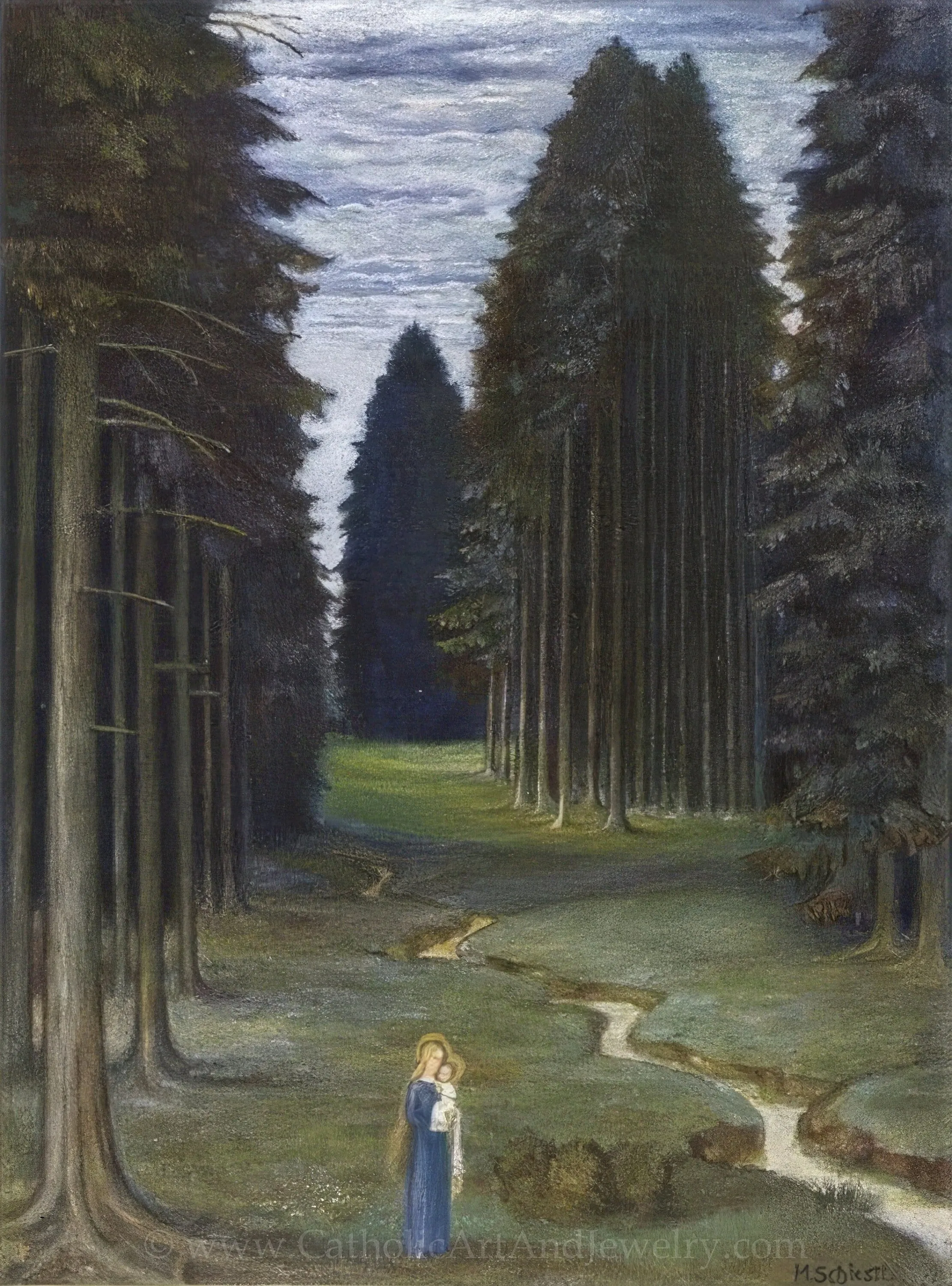 Mary and Jesus in the Big Woods – "The Forests Rustle Quietly" – Matthäus Schiestl – Catholic Art Print – Archival Quality