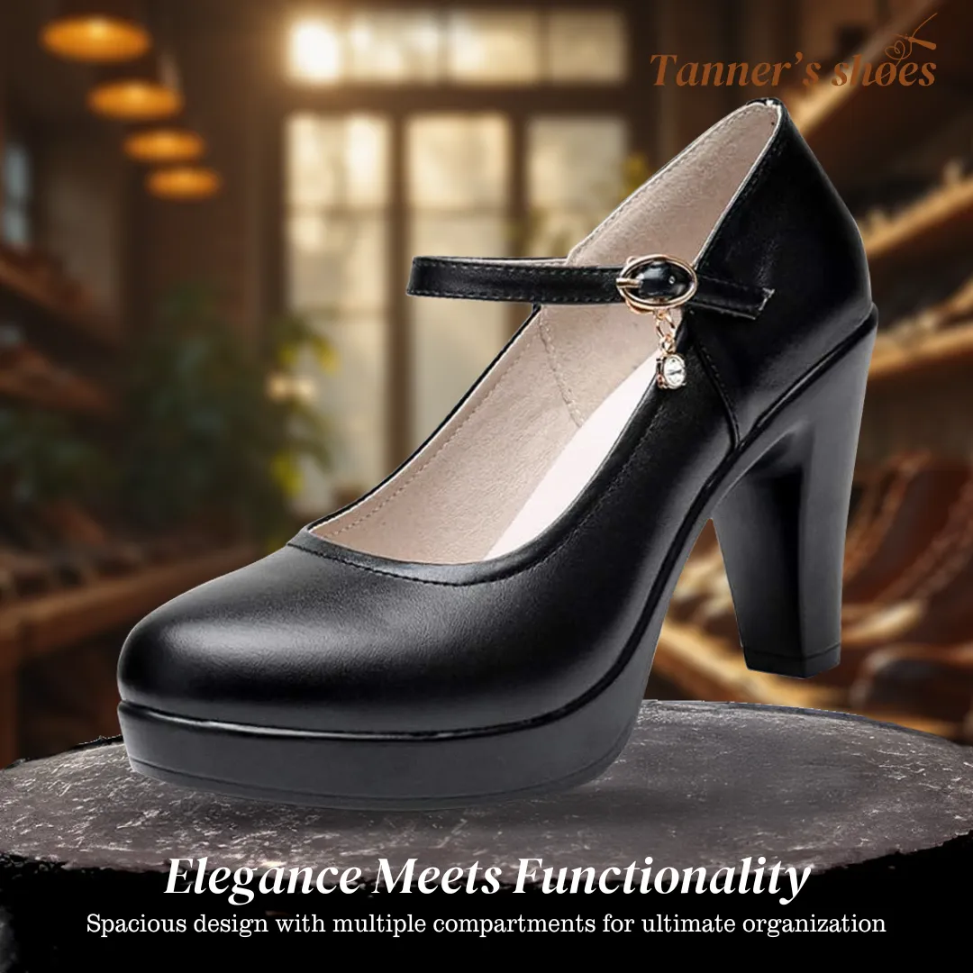 Mary Jane | Leather Heels With Ankle Strap