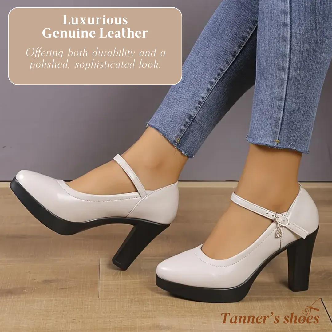 Mary Jane | Leather Heels With Ankle Strap