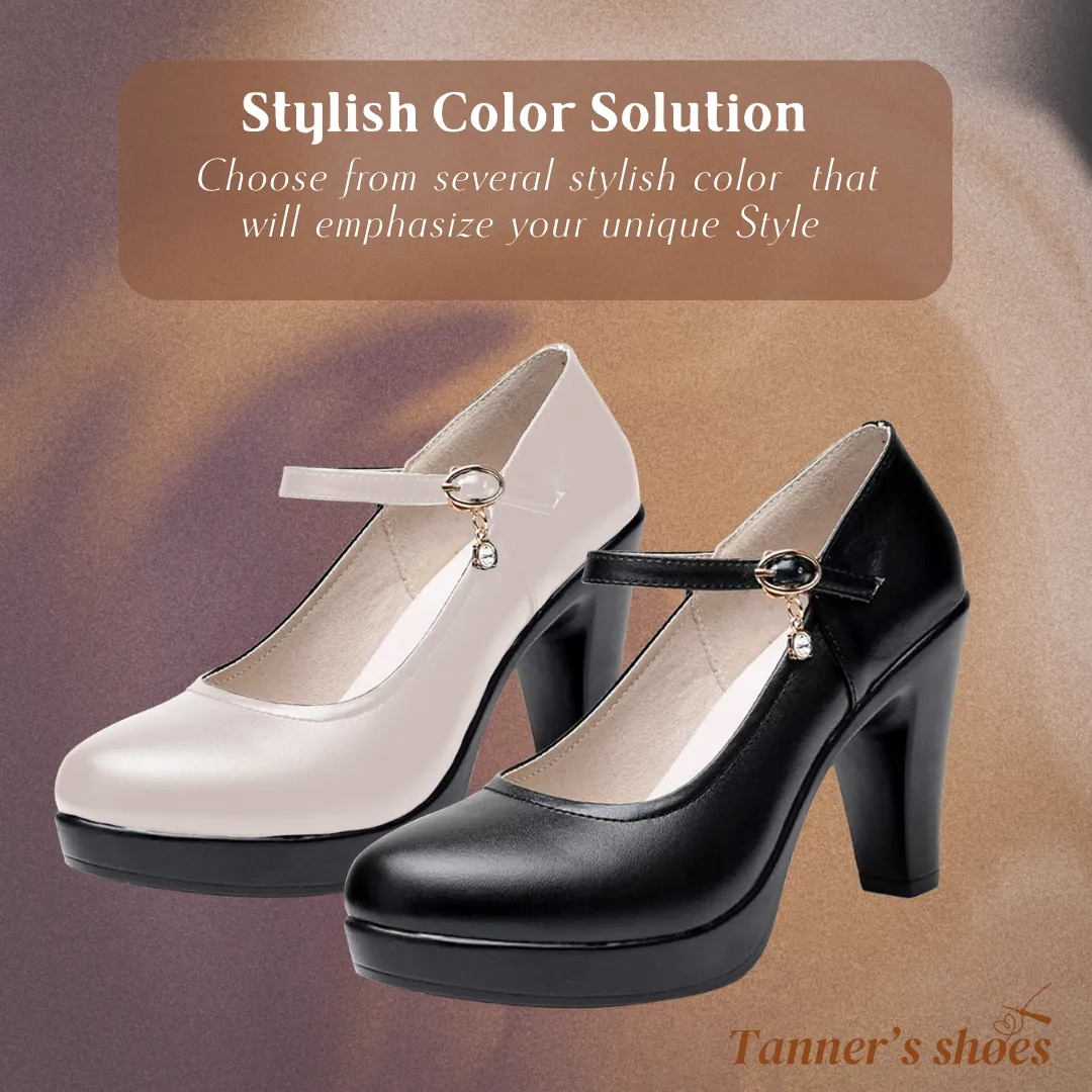 Mary Jane | Leather Heels With Ankle Strap
