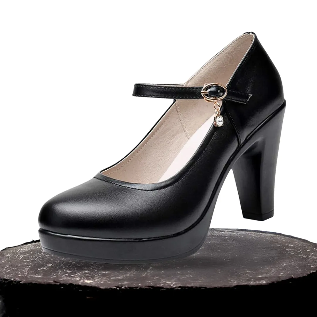Mary Jane | Leather Heels With Ankle Strap