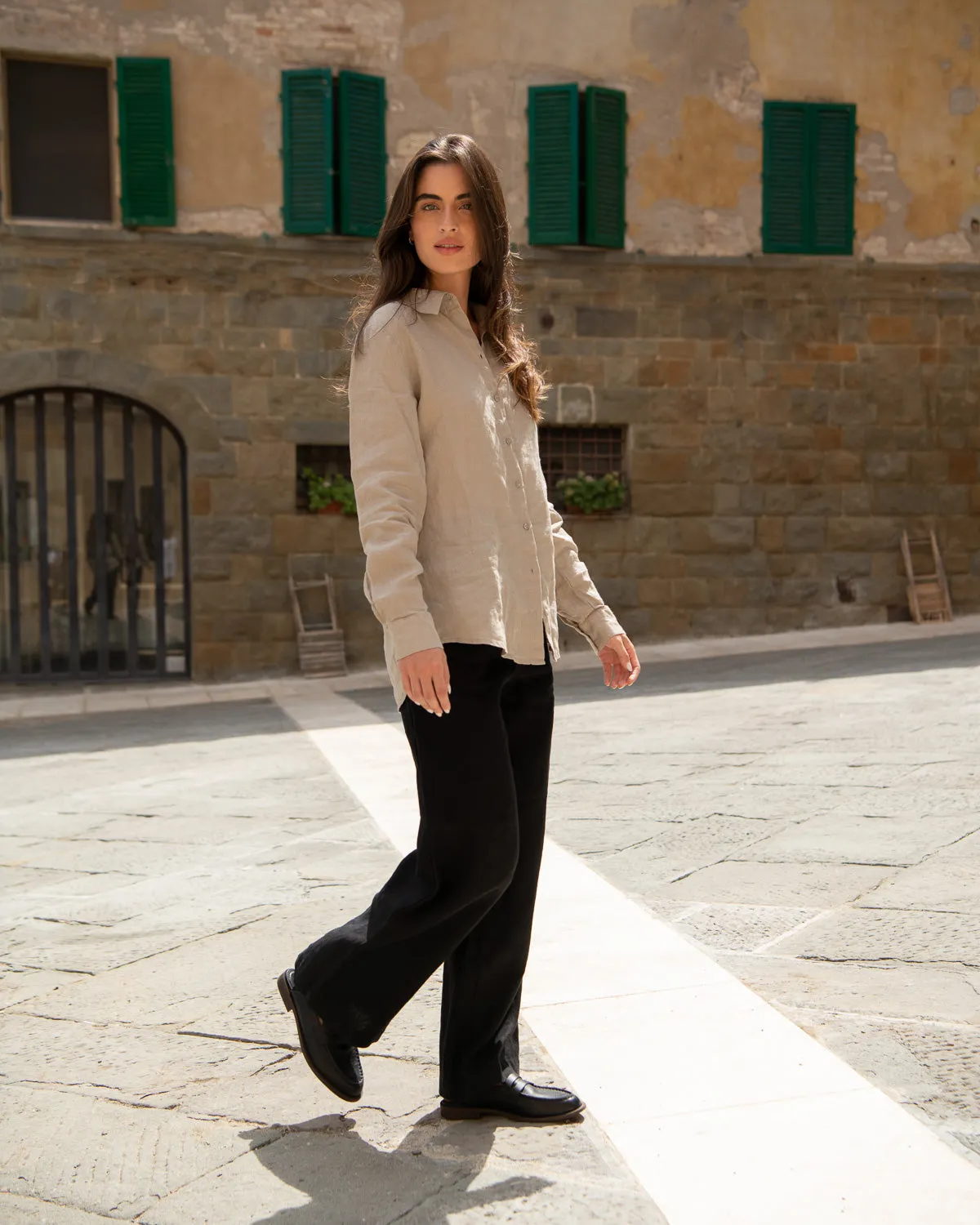 Mary - Linen Shirt in Cappuccino