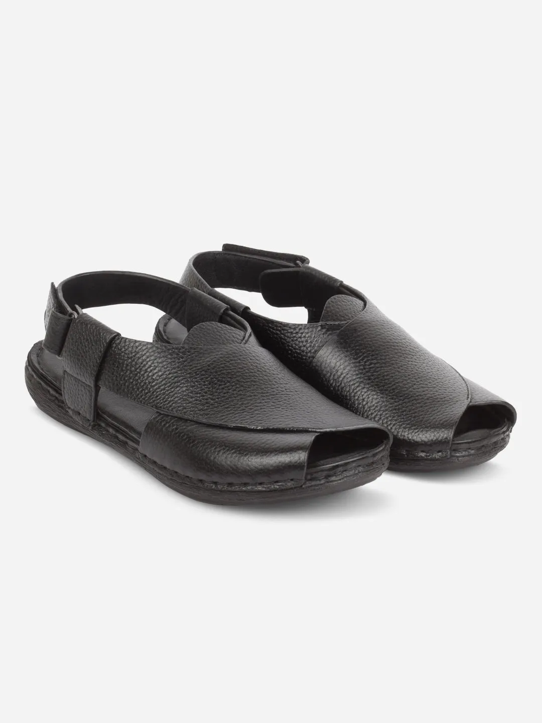 Men's Black Comfort-fit Smart Casual Sandal (ID4235)