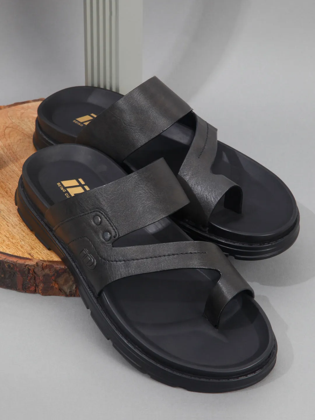 Men's Black Sandal (ID4246)