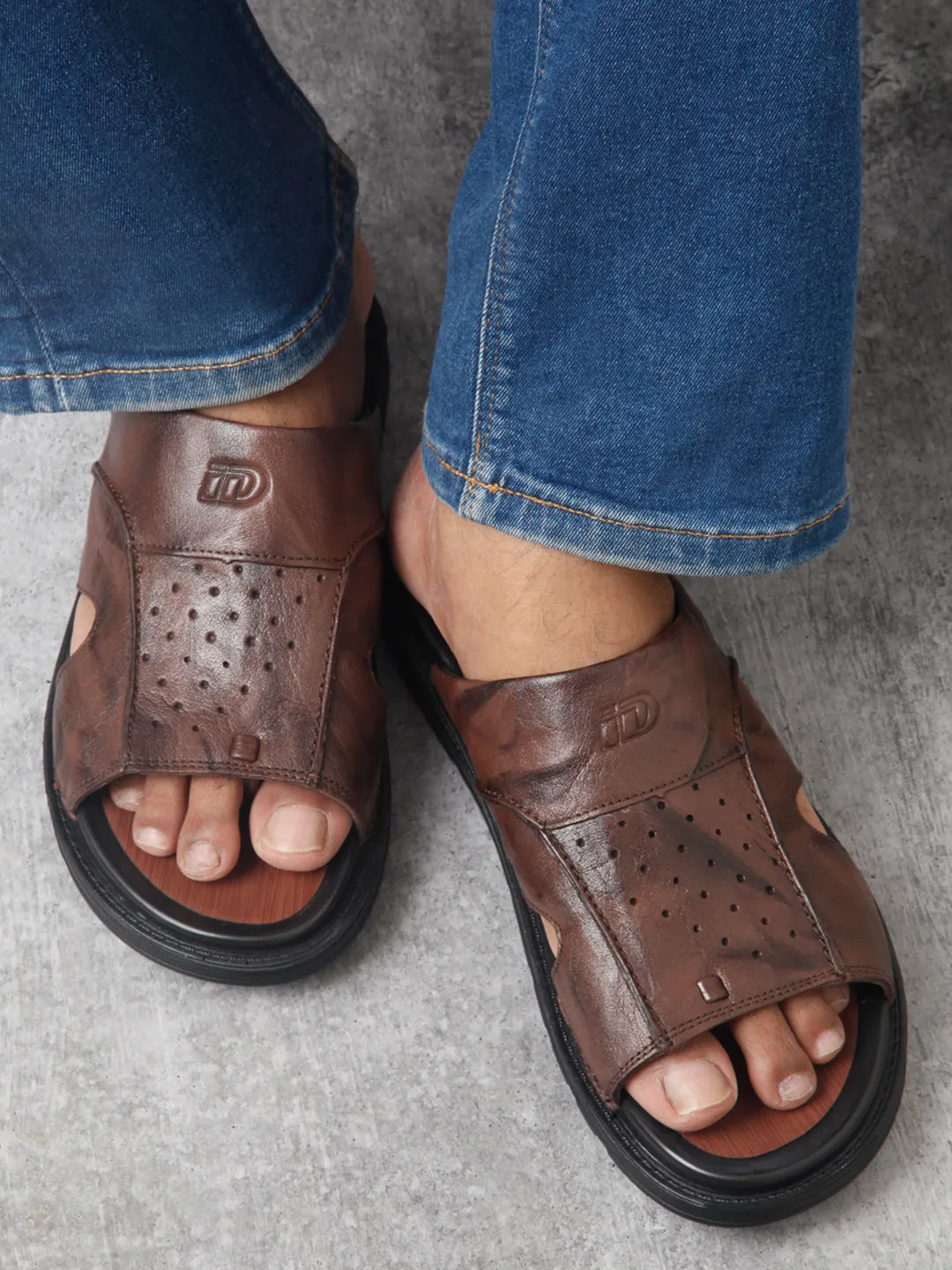 Men's Brown Slip On Sandal (ID4243)