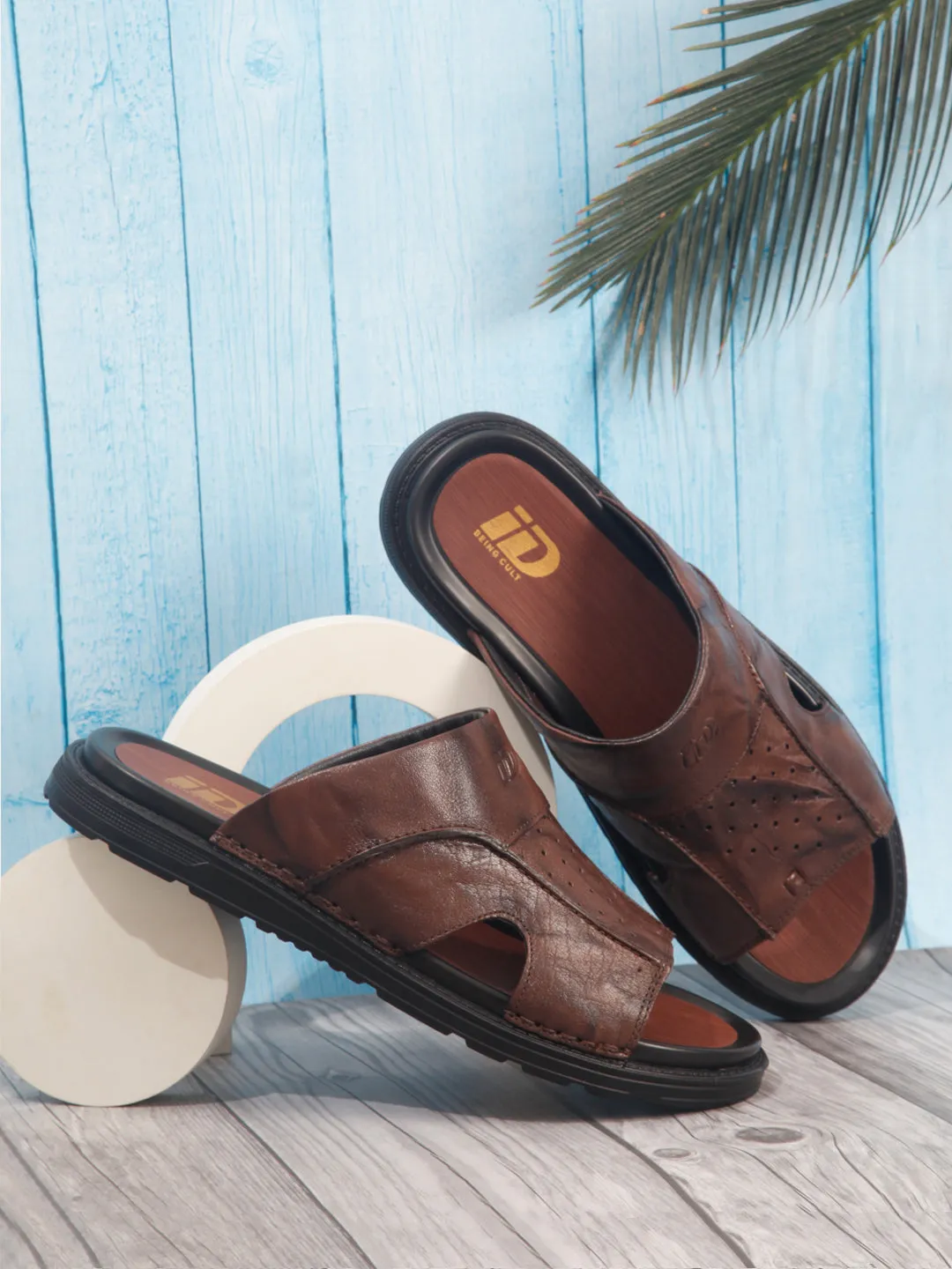 Men's Brown Slip On Sandal (ID4243)