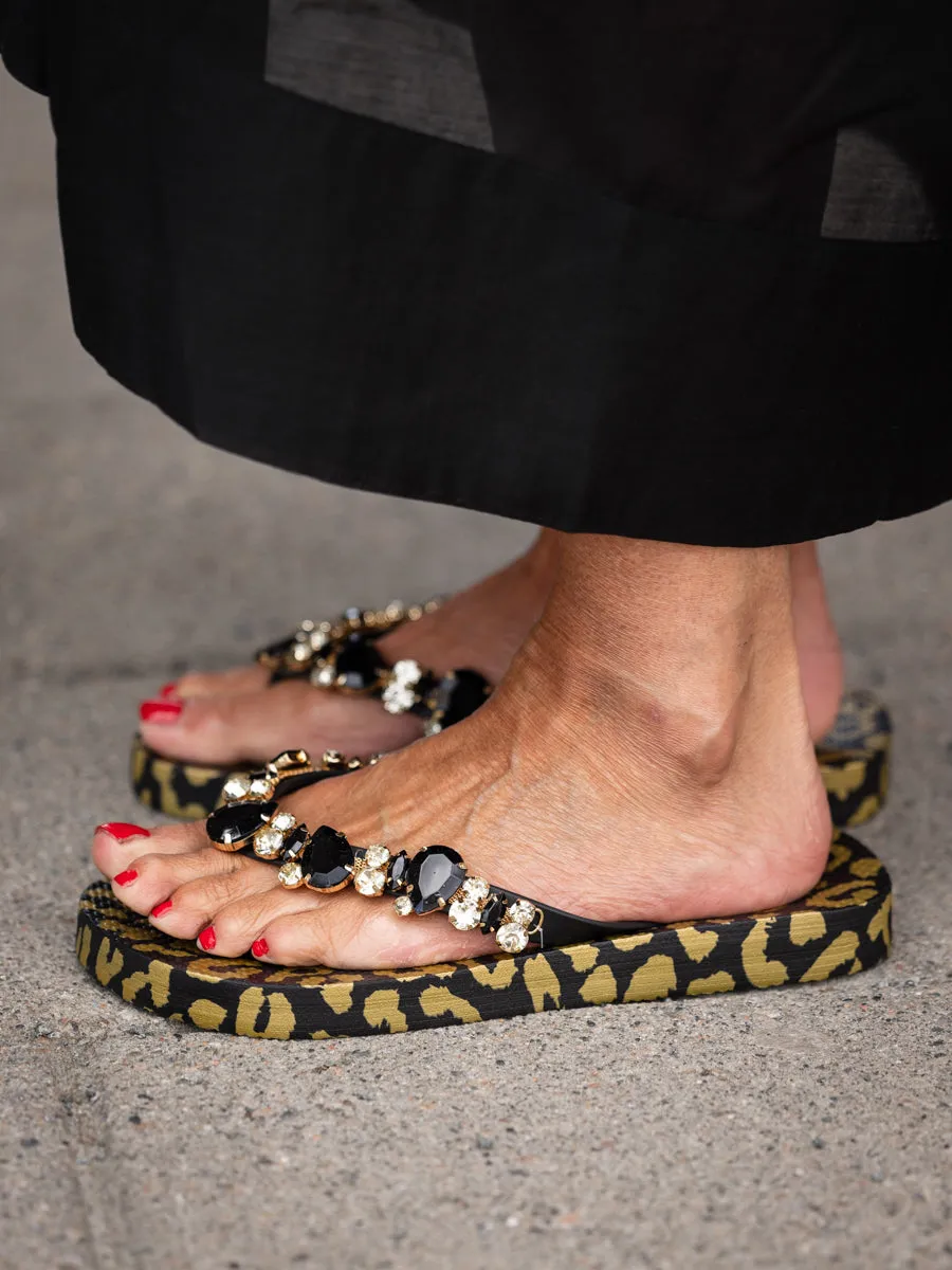 Mooilo Mooilo fitflop i sort og gull
