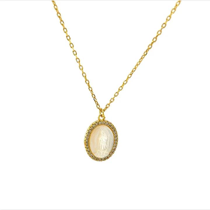 Mother Of Pearl Virgin Mary Pendant