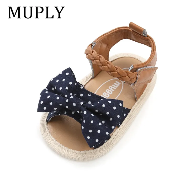 New Soft Sole PU Baby girls sandals Floral  bow First Walkers Shoes Fashion Summer Prewalkers Beach Shoes Toddler Moccasins