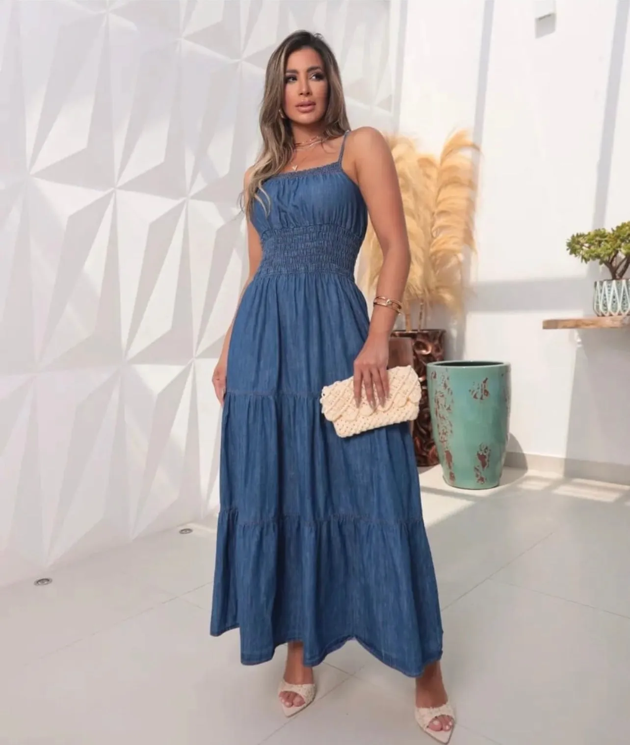 Ocean Denim Maxi Dress