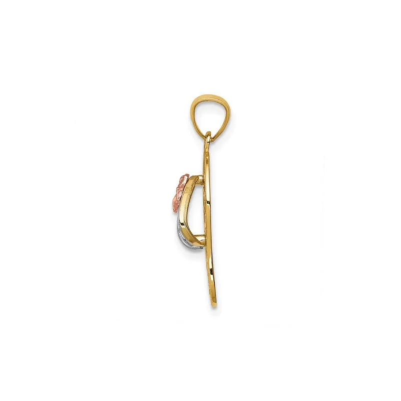 Plumeria Flower Sandal Pendant (14K)