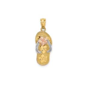 Plumeria Flower Sandal Pendant (14K)