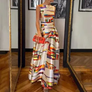 Printed sleeveless maxi dress, Hannah – stylish