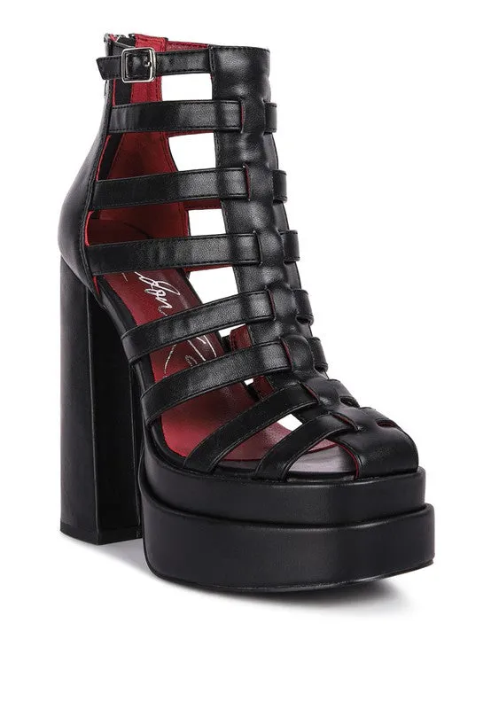 Rielle High Platfrom Cage Bootie Sandal For Women