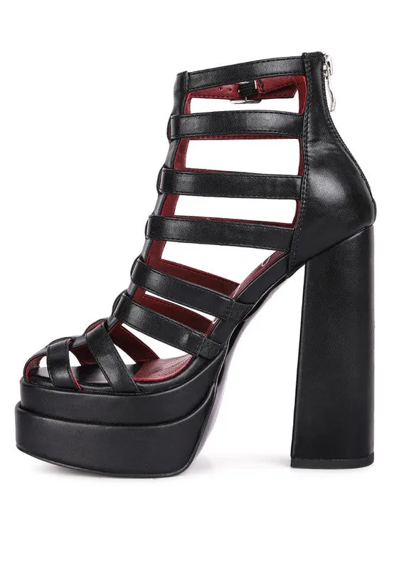 Rielle High Platfrom Cage Bootie Sandal For Women