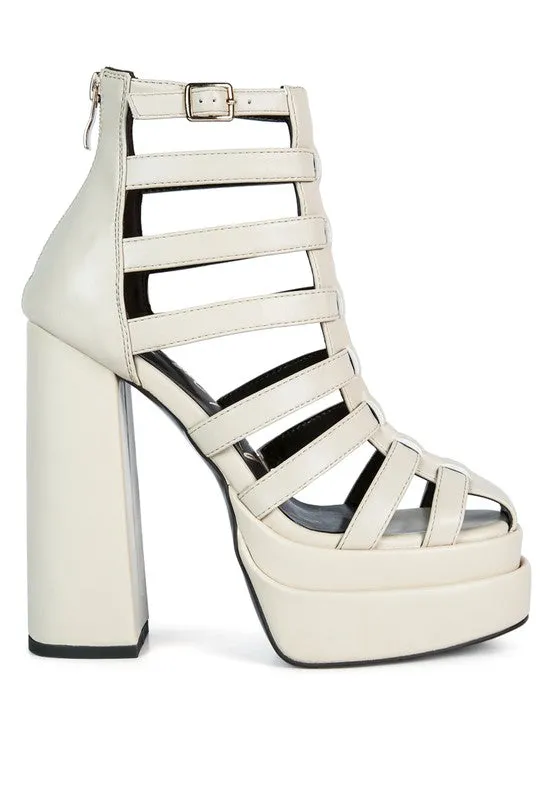 Rielle High Platfrom Cage Bootie Sandal For Women