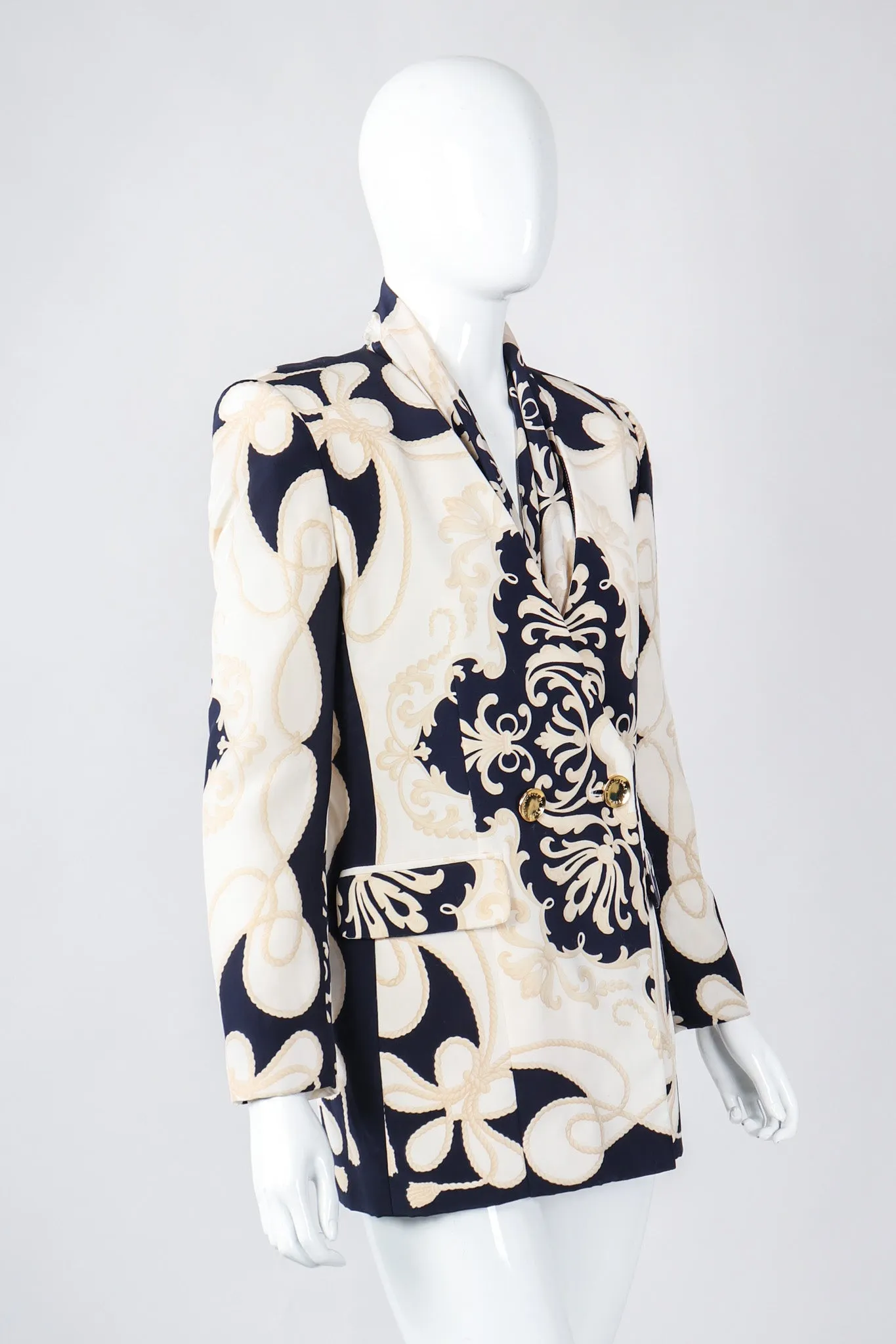 Rope Print Silk Jacket & Blouse Set