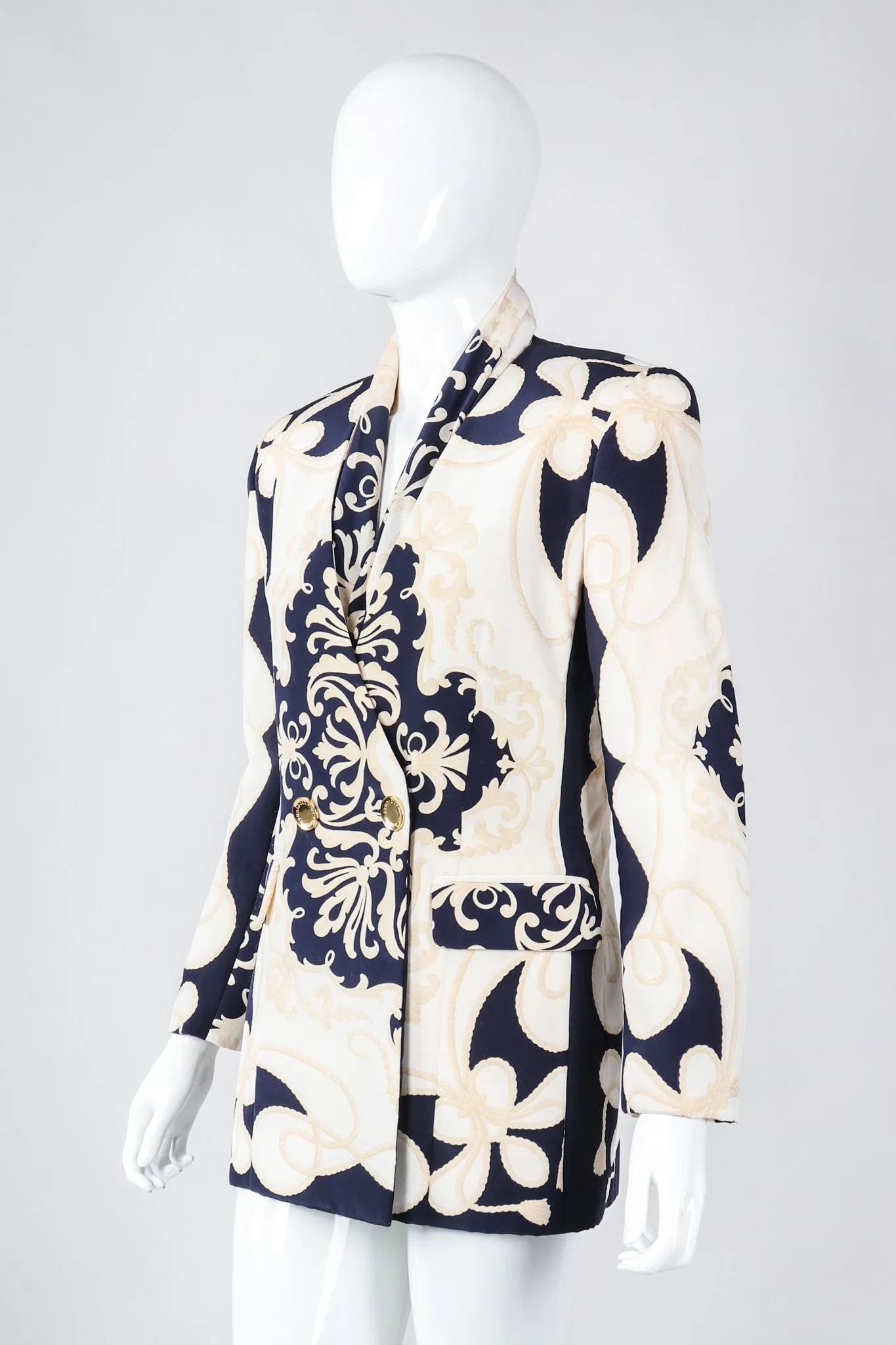 Rope Print Silk Jacket & Blouse Set
