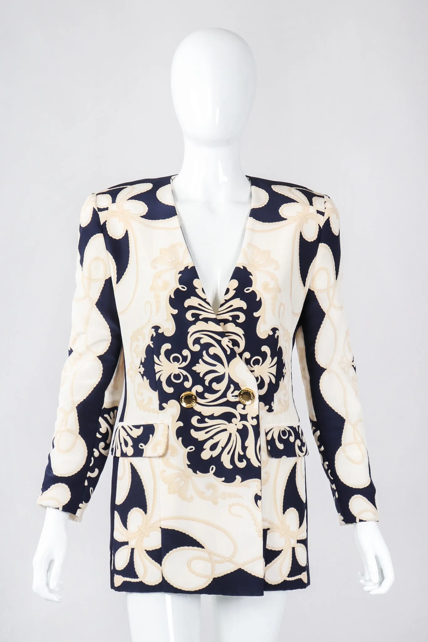 Rope Print Silk Jacket & Blouse Set