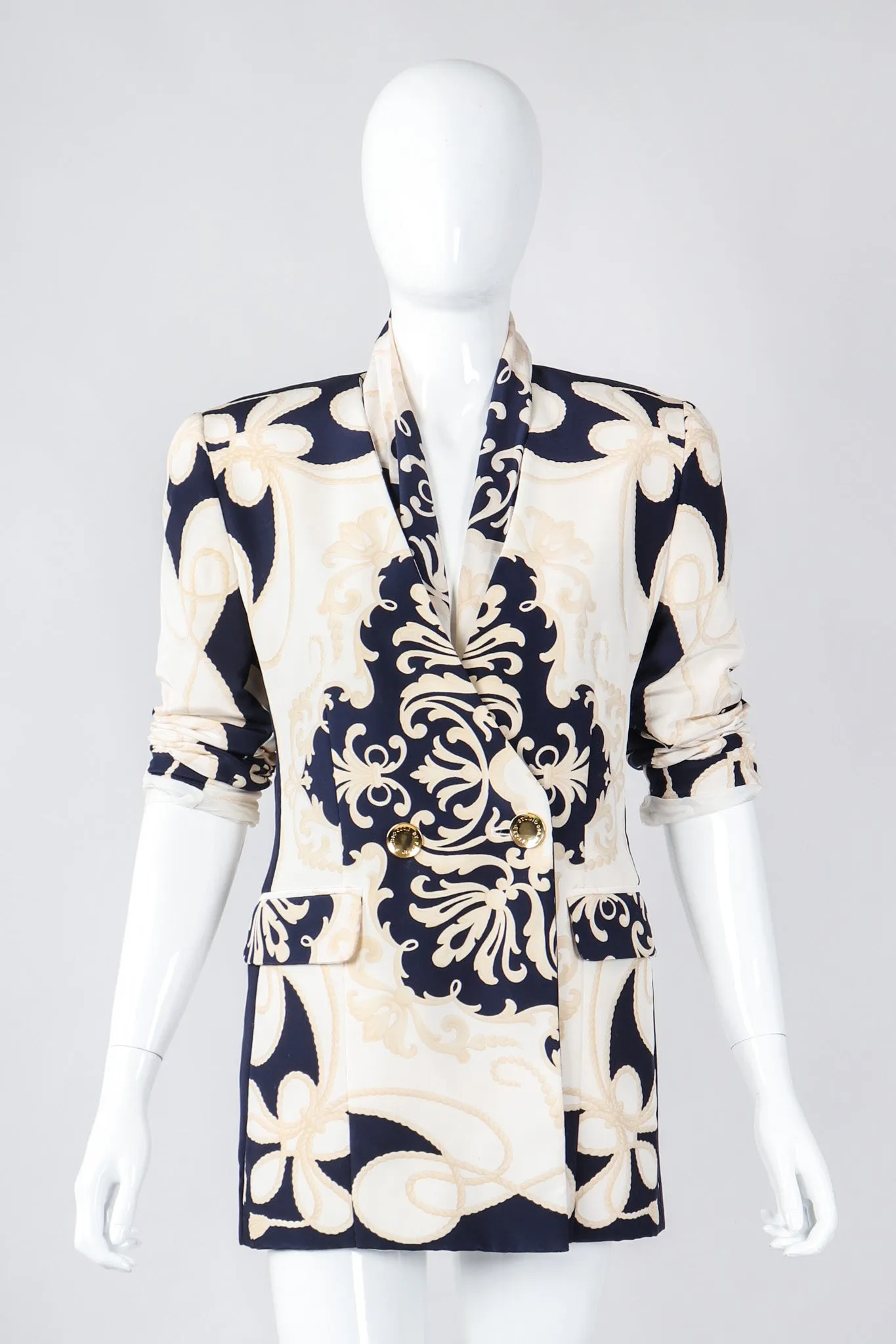 Rope Print Silk Jacket & Blouse Set