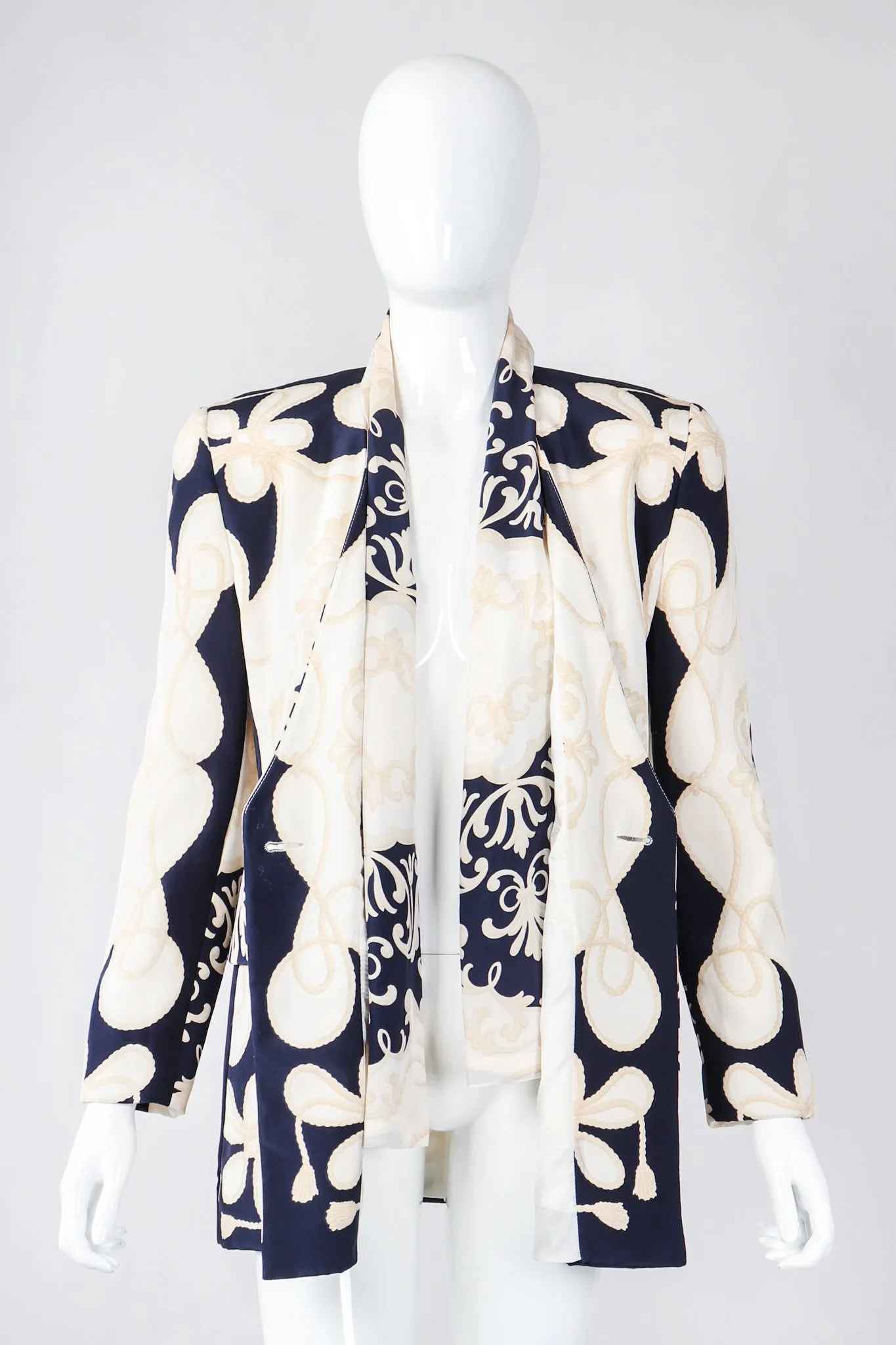 Rope Print Silk Jacket & Blouse Set
